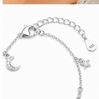 925 Sterling Silver Moon & Star Charm Anklet