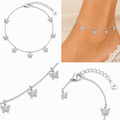 925 Sterling Silver Butterfly Charm Anklet