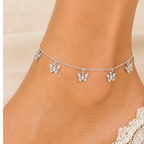925 Sterling Silver Butterfly Charm Anklet