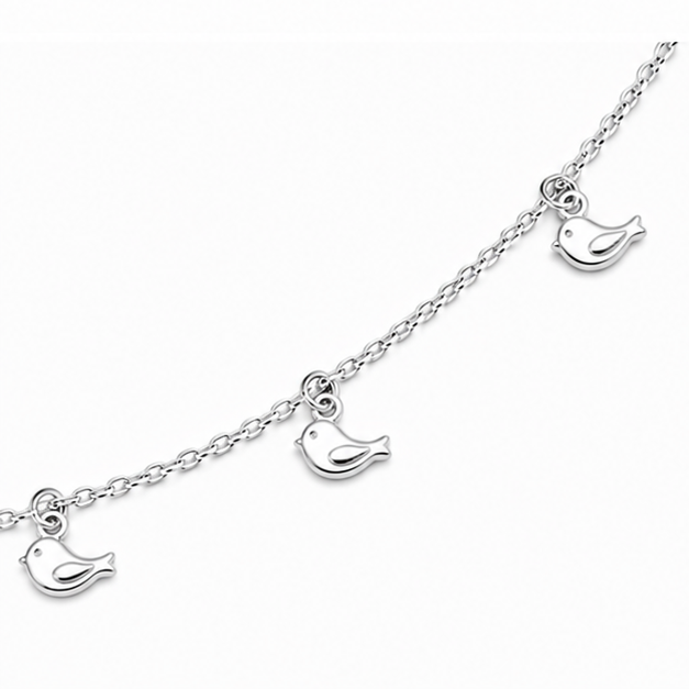 925 Sterling Silver Bird Charm Anklet