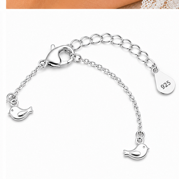 925 Sterling Silver Bird Charm Anklet
