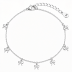 925 Sterling Silver Bow Charm Anklet