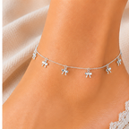 925 Sterling Silver Bow Charm Anklet