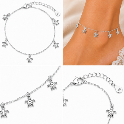 Turtle Charm Anklet – 925 Sterling Silver