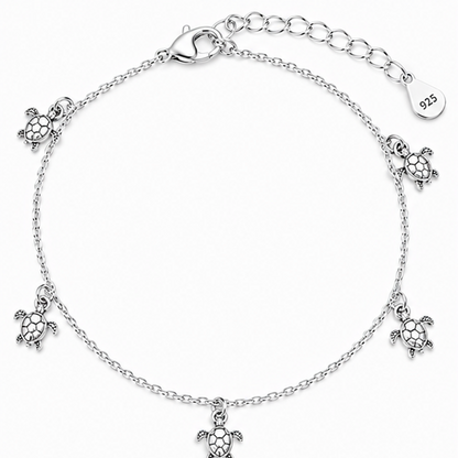 Turtle Charm Anklet – 925 Sterling Silver