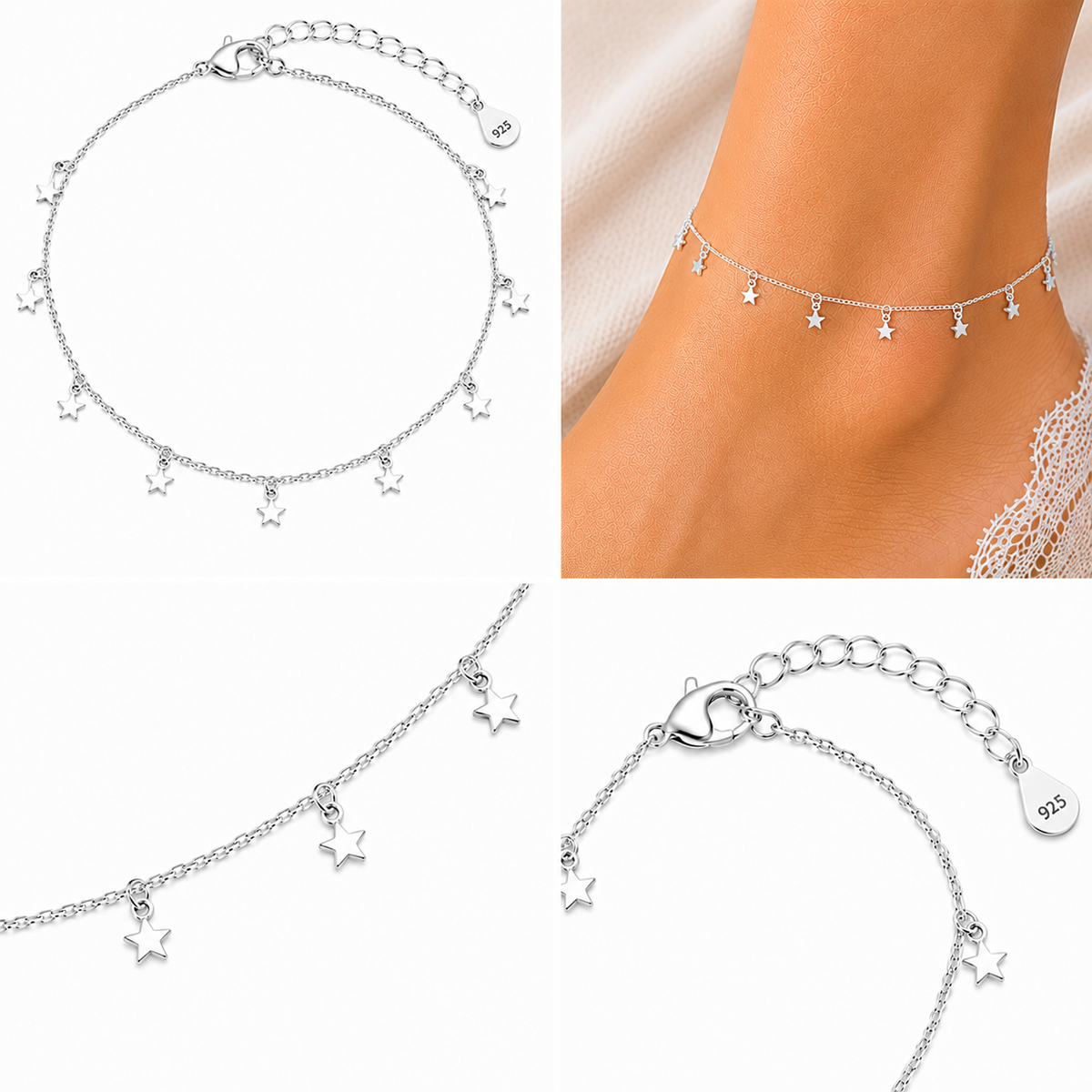 Star Charm Anklet – 925 Sterling Silver