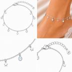 925 Sterling Silver Star & Pearl Charm Anklet