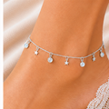 925 Sterling Silver Star & Pearl Charm Anklet