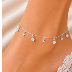 925 Sterling Silver Star & Pearl Charm Anklet