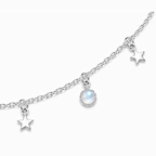 925 Sterling Silver Star & Pearl Charm Anklet