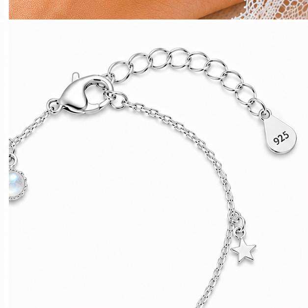 925 Sterling Silver Star & Pearl Charm Anklet