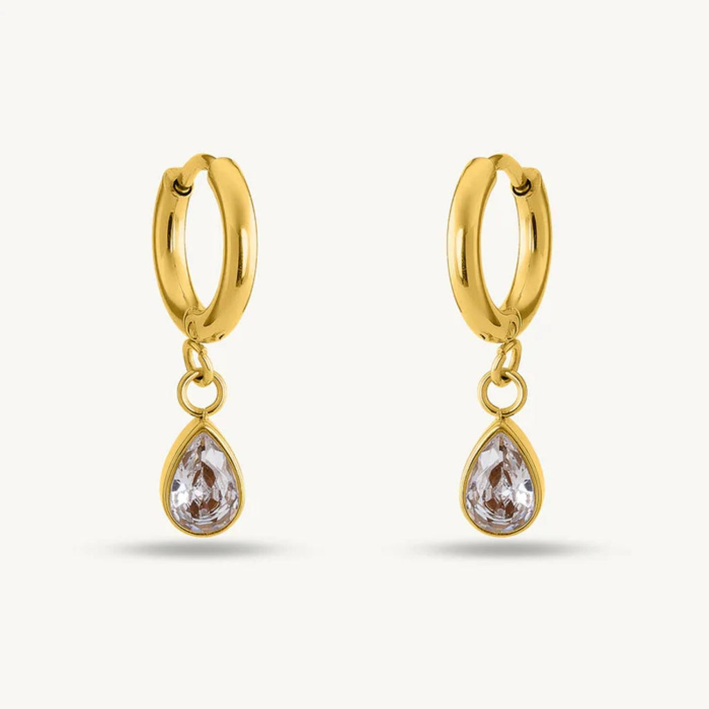 Teardrop Drop Dangle Hoop Earrings 925 Sterling Silver Yellow Plated