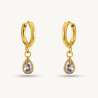 Teardrop Drop Dangle Hoop Earrings 925 Sterling Silver Yellow Plated