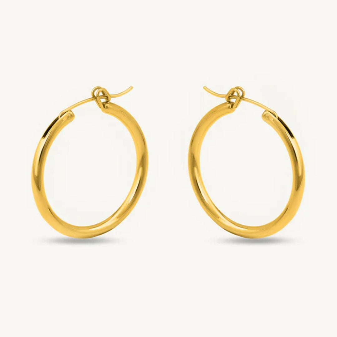 Minimalist Classic Gold Round Earrings 925 Sterling Silver Yellow Plated