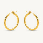 Minimalist Classic Gold Round Earrings 925 Sterling Silver Yellow Plated