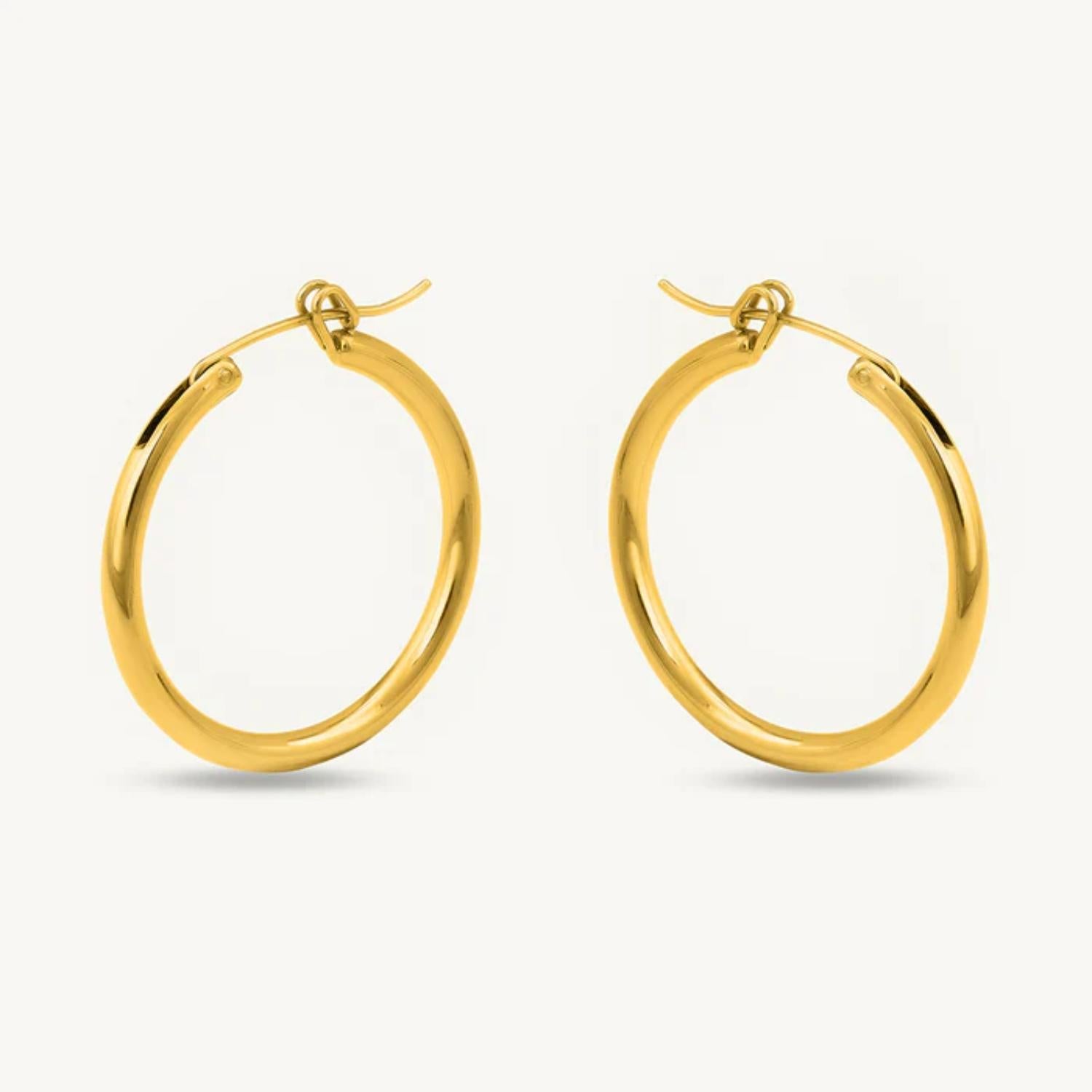 Minimalist Classic Gold Round Earrings 925 Sterling Silver Yellow Plated