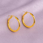 Minimalist Classic Gold Round Earrings 925 Sterling Silver Yellow Plated