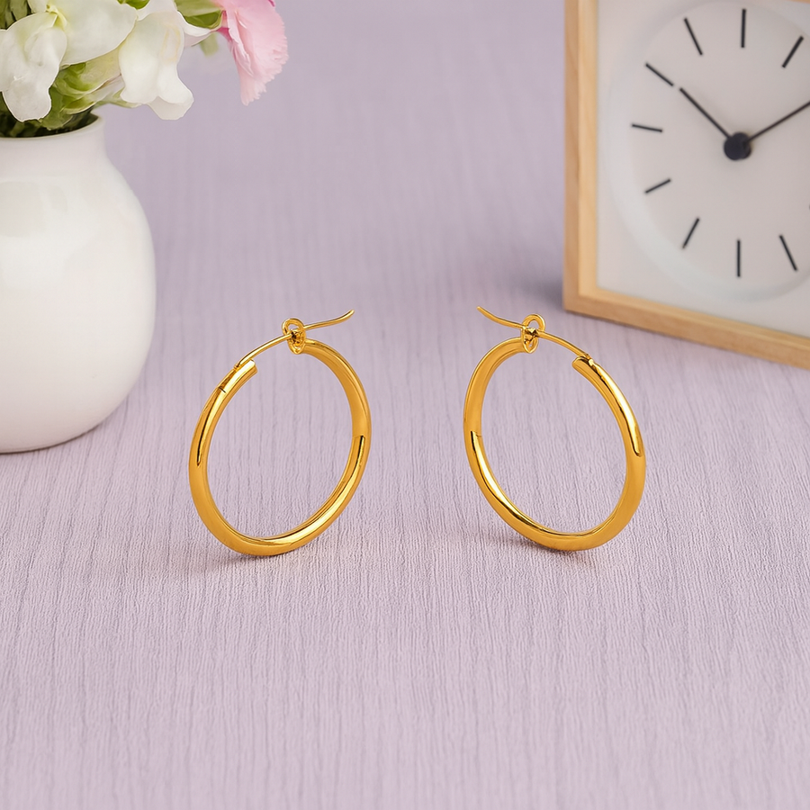 Minimalist Classic Round Hoop Earrings – 925 Sterling Silver