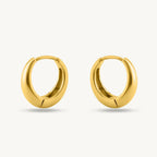 Small Chunky Round Gold Huggie Hoop Earrings 925 Sterling Silver Yellow