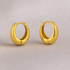 Small Chunky Round Gold Huggie Hoop Earrings 925 Sterling Silver Yellow