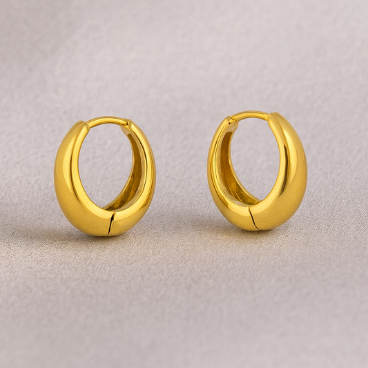 Small Chunky Round Huggie Hoop Earrings – 925 Sterling Silver