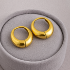 Small Chunky Round Gold Huggie Hoop Earrings 925 Sterling Silver Yellow