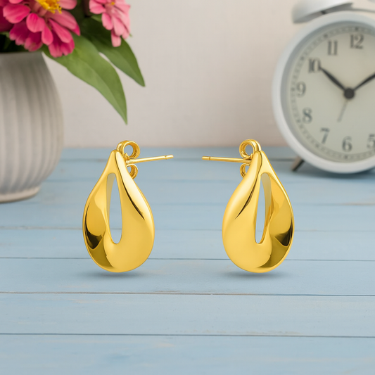 Sculptural Open Teardrop Earrings – 925 Sterling Silver