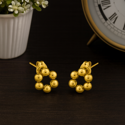 Beaded Circle Stud Earrings – 925 Sterling Silver