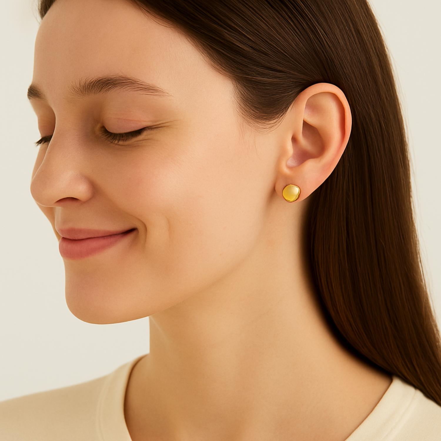 Classic Gold Ball Stud Earrings 925 Sterling Silver Gold Plated
