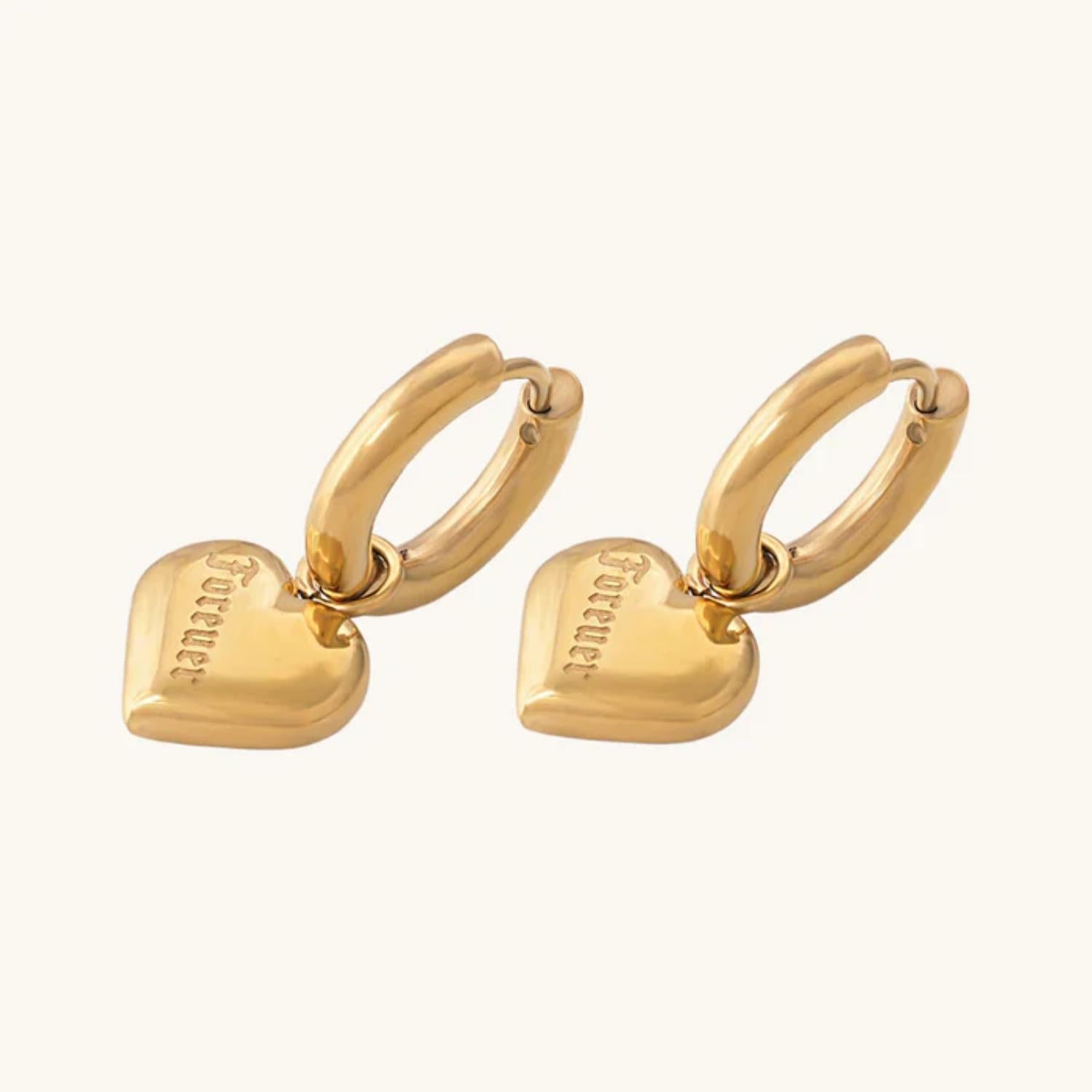 Romantic Heart Charm Hoop Earrings 925 Sterling Silver Gold Plated