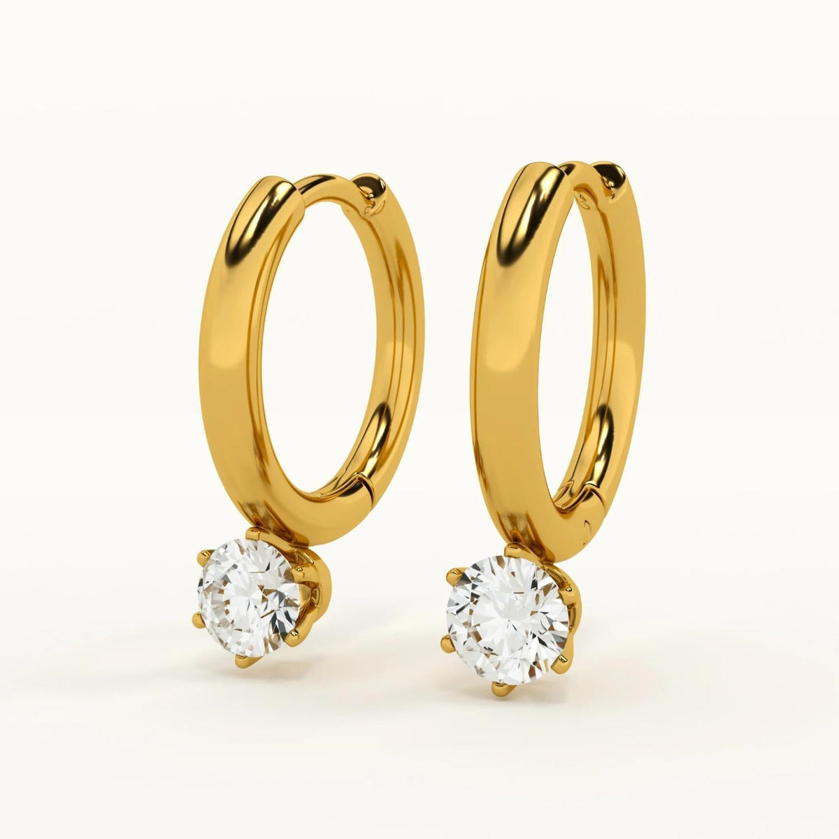 Dainty Solitaire Hoop Earrings – 925 Sterling Silver