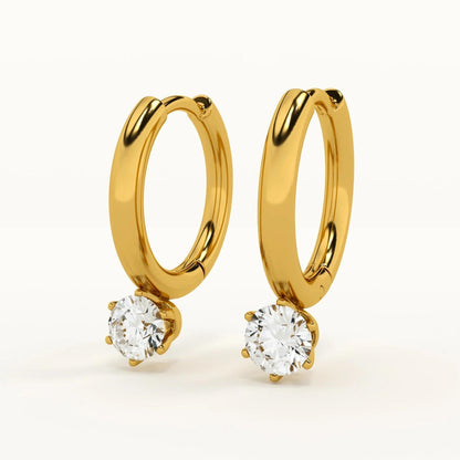 Dainty Solitaire Hoop Earrings – 925 Sterling Silver
