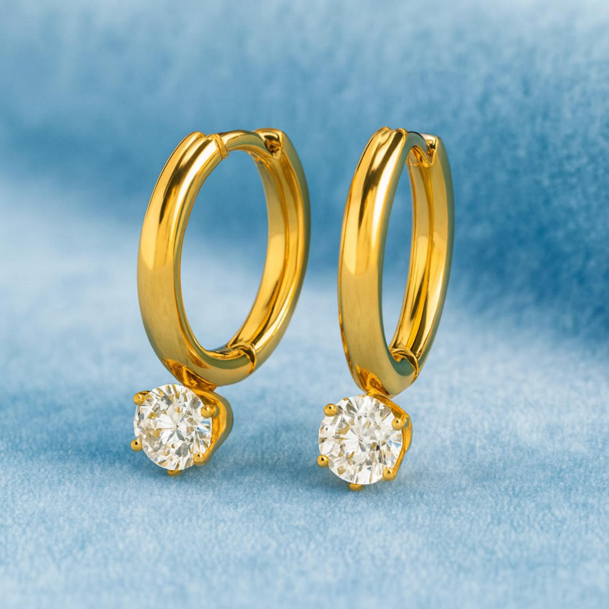 Dainty Solitaire Hoop Earrings – 925 Sterling Silver