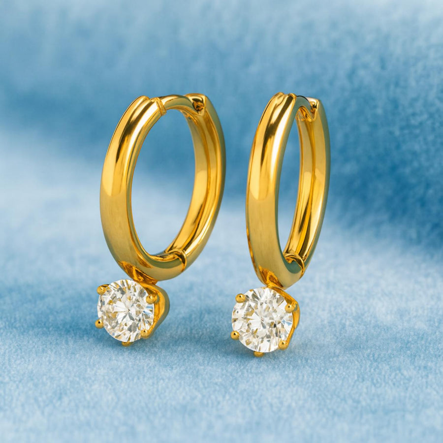 Dainty Solitaire Hoop Earrings – 925 Sterling Silver
