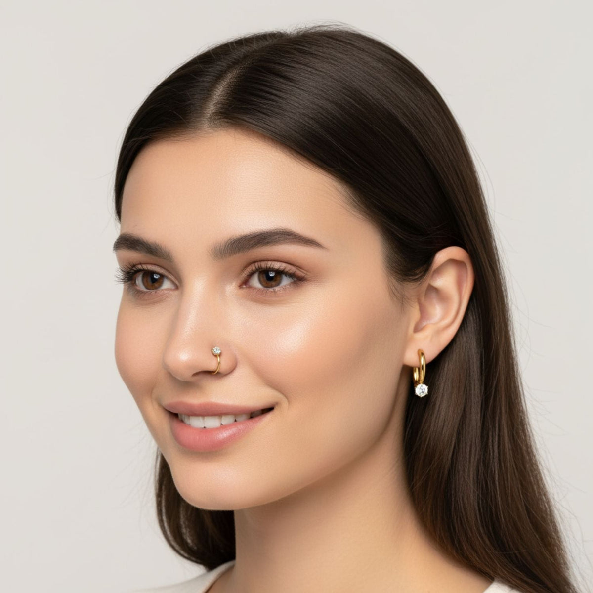 Dainty Solitaire Hoop Earrings – 925 Sterling Silver