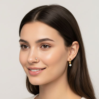 Dainty Solitaire Hoop Earrings – 925 Sterling Silver