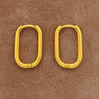 Minimalist Sleek Hoop Earrings 925 Sterling Silver Yellow Plated