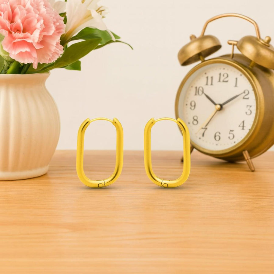 Minimalist Oval Hoop Earrings – 925 Sterling Silver