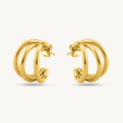Triple Interlinked Chunky Hoop Earrings – 925 Sterling Silver