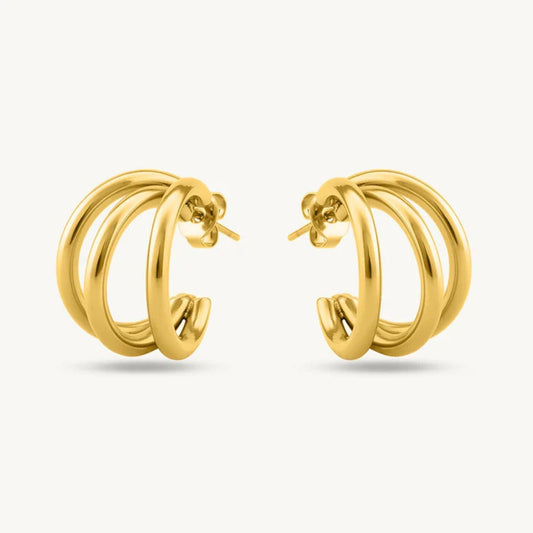 Triple Interlinked Chunky Hoop Earrings – 925 Sterling Silver