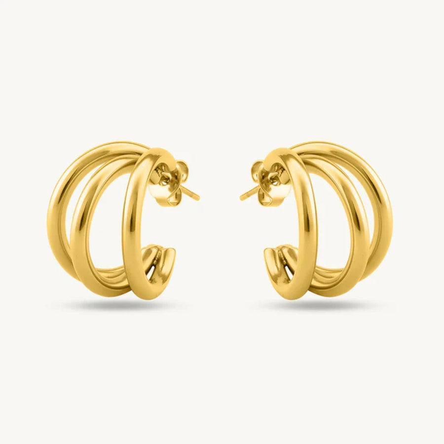 Triple Interlinked Chunky Hoop Earrings – 925 Sterling Silver