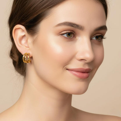 Triple Interlinked Chunky Hoop Earrings – 925 Sterling Silver