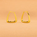 Geometric Triangle Shaped Hoop Earrings 925 Sterling Silver Yellow Plated