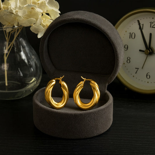 Twisted Bold Chunky Rope Hoop Earrings – 925 Sterling Silver