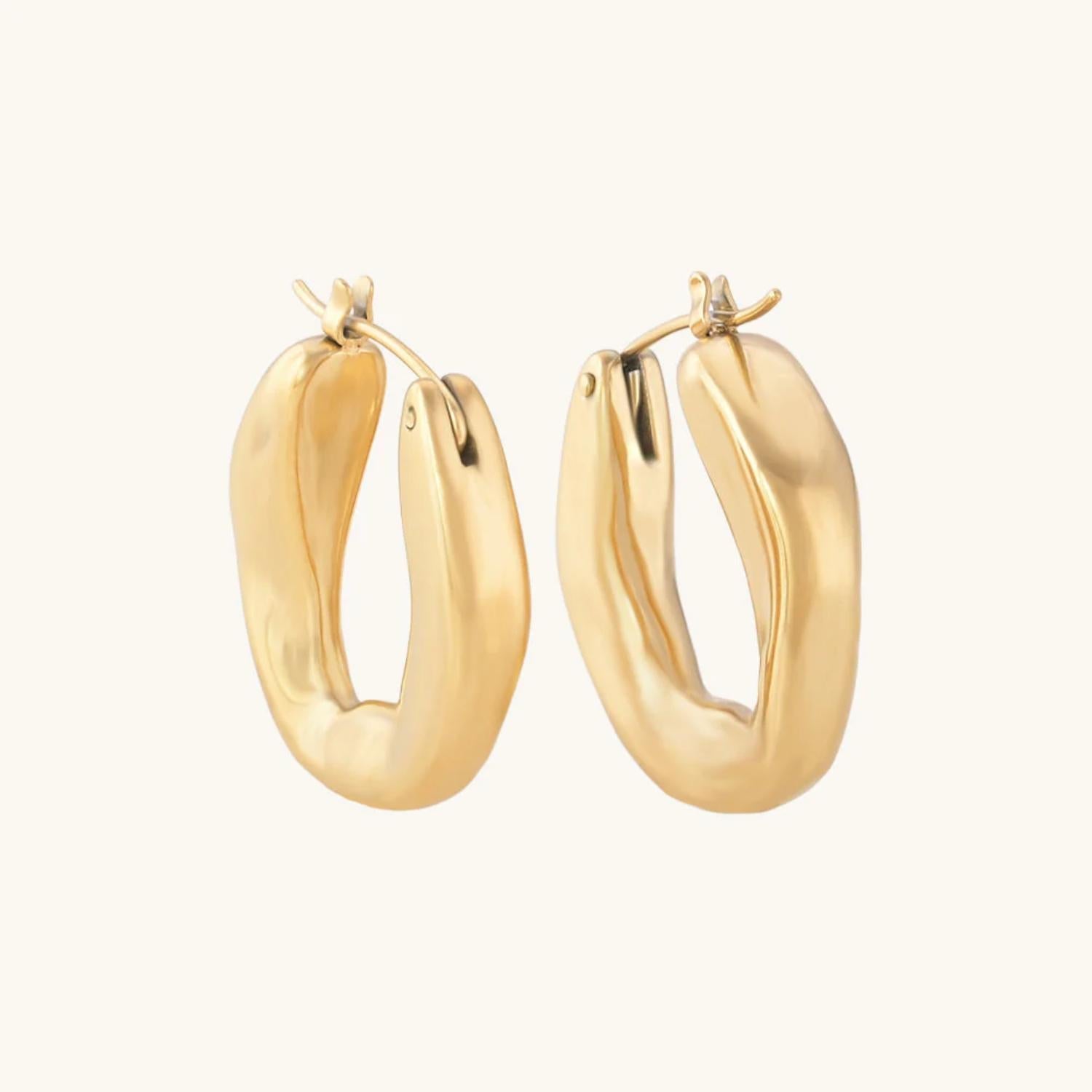 Statement Twisted Oval Hoop Earrings 925 Sterling Silver Gold Plated