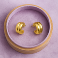 Bold Dome Huggie Earrings Earrings 925 Sterling Silver Yellow Plated