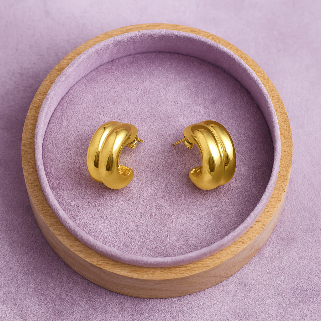 Bold Dome Huggie Earrings Earrings 925 Sterling Silver Yellow Plated