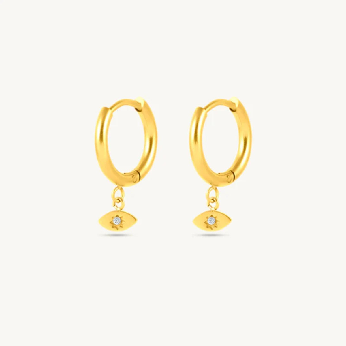 Evil Eye Charm Hoop Earrings – 925 Sterling Silver