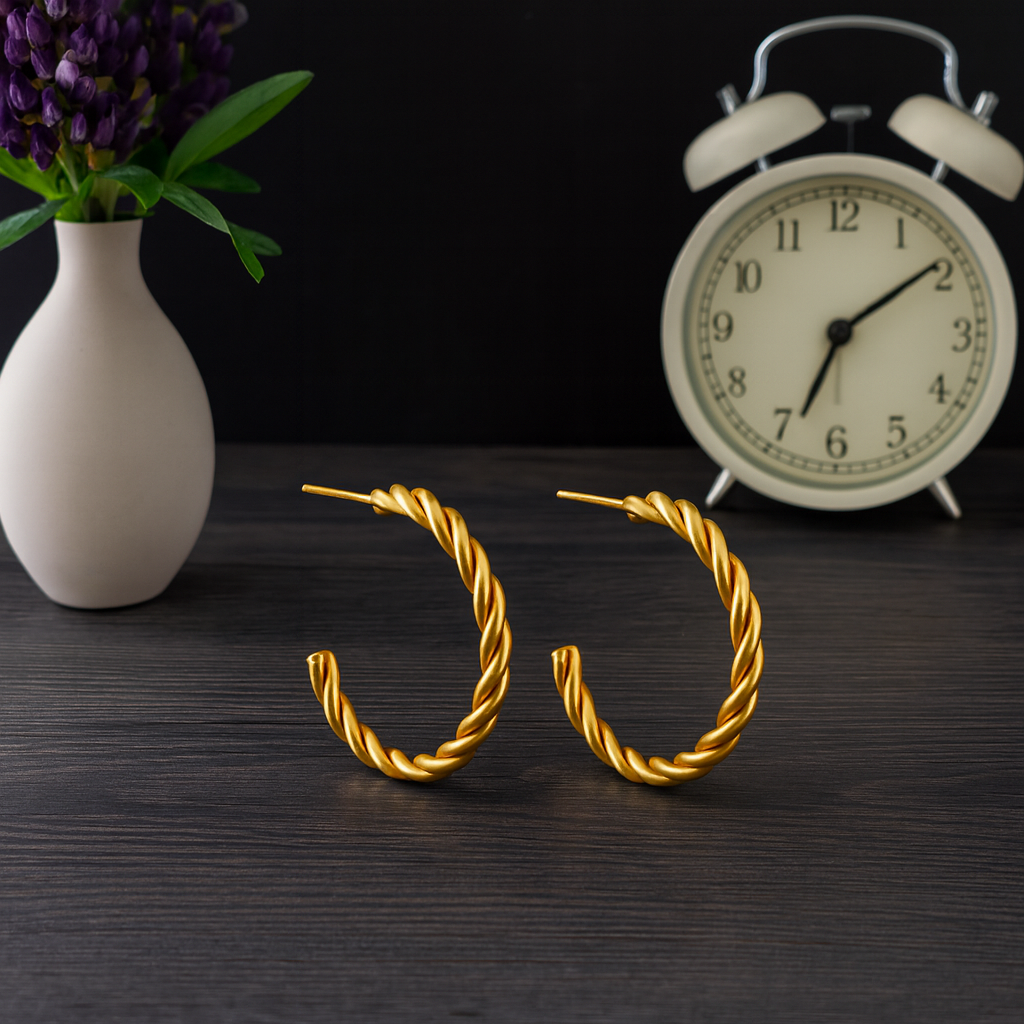 Twisted Rope Hoop Earrings – 925 Sterling Silver