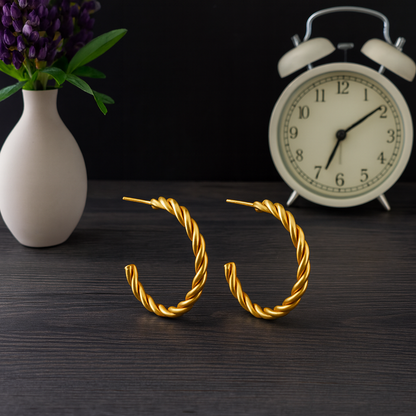 Twisted Rope Hoop Earrings – 925 Sterling Silver